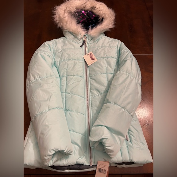 ***Brand New***Jessica Simpson | Aqua Faux-Fur-Trim Camryn Puffer Coat - Picture 2 of 5